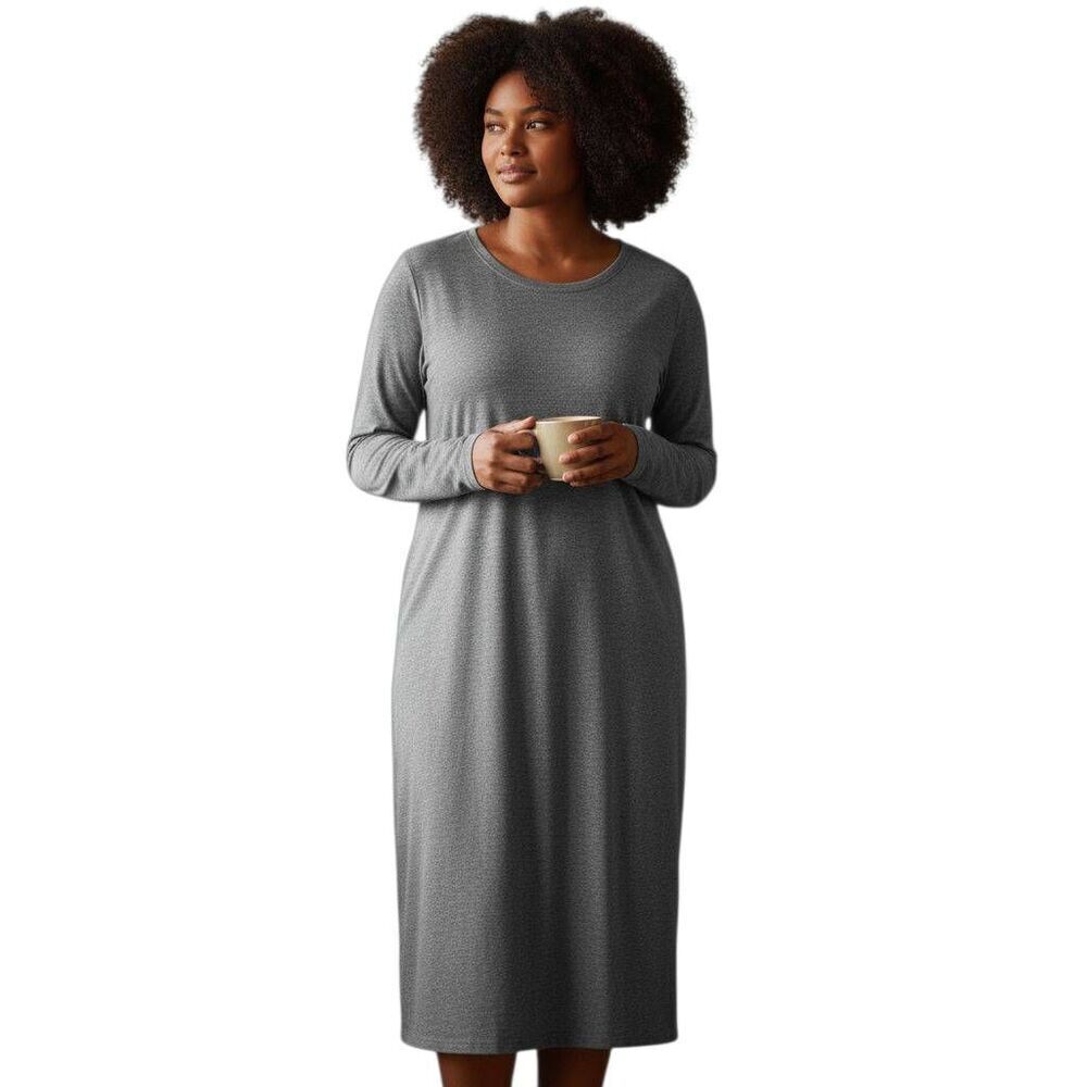 H&M GRAY SPLIT SIDES DRESS SZ.L EUC .